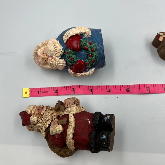Vintage Lot 5 Christmas Santa Claus Figurines Primitive Old World Wooden Plush - Picture 13 of 14